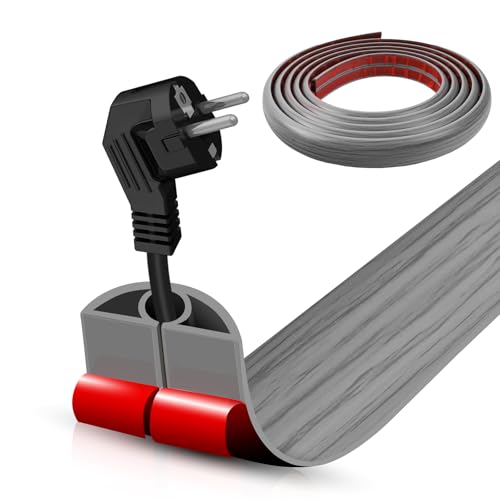 Floor Cord Cover Self Adhesive Cord Hider,10FT Cable Management, Extension Strip Protector for Wires, Prevent Cable Trips for Offices, Gyms, Exhibitions Cavity:0.3"(W) x 0.28"(H) Gray Wood - color: Gray Wood, size: 0.78" x 10'