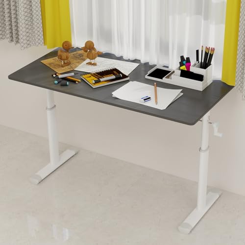 Small Standing Desk Adjustable Height,Adjusted by Hand cranking,Sit Stand Up Desk for Home Office & Computer Workstation (Gray, 47.24'') - color: Grey, size: 47.24''
