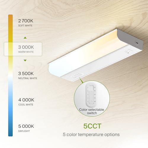 ASD LED Under Cabinet Lighting Hardwired, 9 Inch 4W 2700K-5000K Selectable, 337LM, CRI90+, Direct Wire Linkable Under Counter Lights for Kitchen, Dimmable Under Cabinet Lights, White, UL Certified - color: 9 Inch White, size: 1 Pack