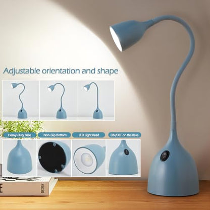 EJIAXIN Desk Lamp for College Dorm Room - LED Reading Light, Blue - color: Blue