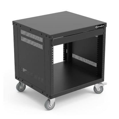 AxcessAbles 8U 19” Homelab Server Rack | 550-LB Capacity | Open Frame with Removable Side Panels | Rolling Rack Cabinet w/Locking 3” Casters | Network, AV & Studio Gear | Includes 5mm & 6mm Screws - color: RK8U