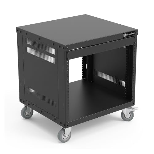 AxcessAbles 8U 19” Homelab Server Rack | 550-LB Capacity | Open Frame with Removable Side Panels | Rolling Rack Cabinet w/Locking 3” Casters | Network, AV & Studio Gear | Includes 5mm & 6mm Screws - color: RK8U