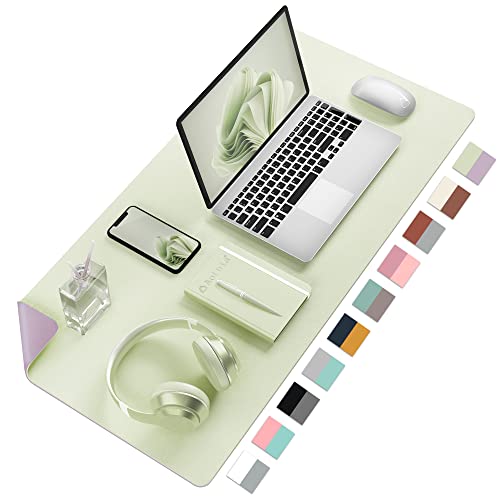 Aothia Double-Sided PU Leather Desk Pad - Non-Slip Large Mouse Pad & Desk Mat for Office, Home - Waterproof, Easy to Clean, Durable Dual-Sided Surface (23.6"x13.7", Matcha Green) - color: Matcha, size: 23.6" x 13.7"