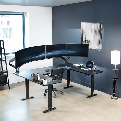 VIVO Black U-Shaped 83 x 60 in Standing Desk, DESK-E4UBB - color: Black