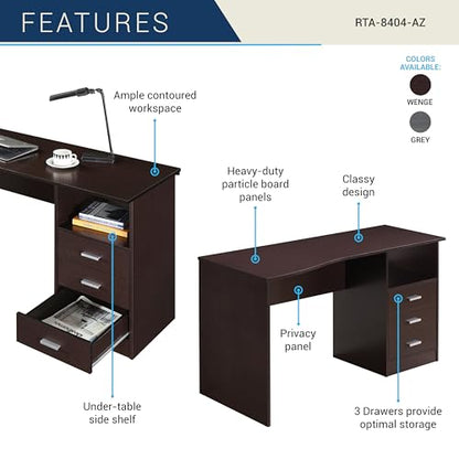 Techni Mobili 51 Inch Classic Computer Desk w/Drawers & Storage, Wenge - color: Brown