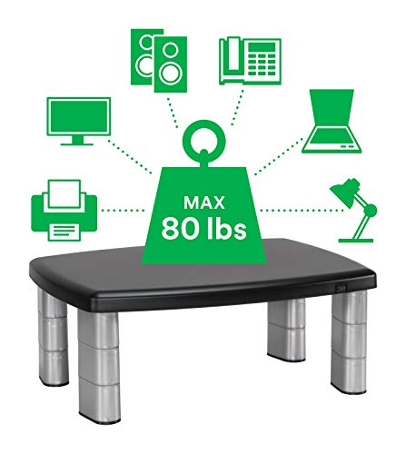 3M Adjustable Monitor Stand, Silver/Black (Pack of 3) - size: 11-Inch (Pack of 3)