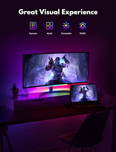 Under Monitor RGB Light Bar, LED Light for Desk Gaming Setup, USB Powered Keyboard Light, 12 Inch 5V, 353 Color Change Modes, Wireless Remote, LED Ambient Lights for Room Decor, Desk Setup, PC - size: 1pcs x 12 inch