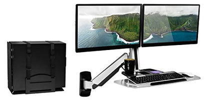 Mount-It! Dual Monitor Wall Mount Workstation with Keyboard Tray & CPU Holder, Sit-Stand Gas Spring Computer Station, Fits Two 27” Displays, 17.6 lbs Each, VESA 75x75 100x100
