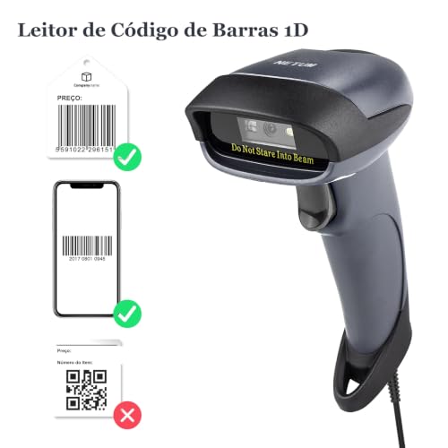 NETUM USB Barcode Scanner with Stand, Wired 1D CCD Scanner for POS - M3S | Handheld Bar Code Reader, Compact 1D CCD scanner for printed labels, book barcodes, retail tags, school assets, and inventory - size: 1D -M3S