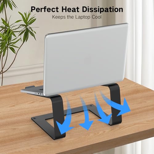 Tonmom Laptop Stand for Desk, Aluminum Laptop Riser Holder | Removable Metal Notebook Stand Ventilated Cooling Computer Riser Compatible with 10-15.6” Laptops