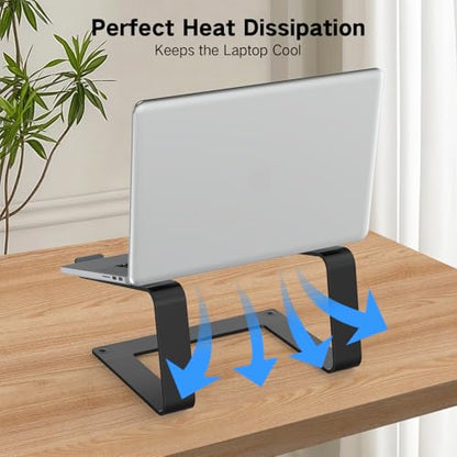 Tonmom Laptop Stand for Desk, Aluminum Laptop Riser Holder | Removable Metal Notebook Stand Ventilated Cooling Computer Riser Compatible with 10-15.6” Laptops