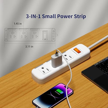 Flat Plug Power Strip Surge Protector 3 Outlets, Extension Cord 6 ft 3 Prong, 300J, 10A/1250W, Overload Protection Switch, Plug Strip for Home Office, Child Safety Slide Outlet Covers - style: 6ft/Ultra-thin Flat Plug