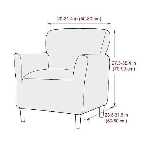 LiveGo Stretch Mid Century Modern Armchair Slipcover 1-Piece Jacquard Accent Chair Covers with Arms Soft Waterproof Chair Slipcovers for Living Room Furniture Protector Office (Velvet Wine Red) - color: Velvet Wine Red