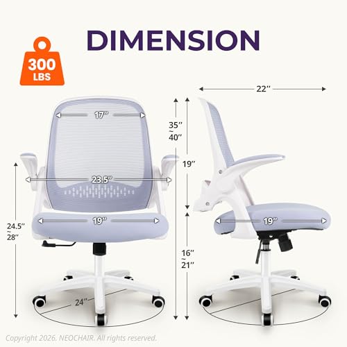 NEO CHAIR Office Desk Chair, Ergonomic Mesh with Flip-Up Armrests, Purple - color: Purple