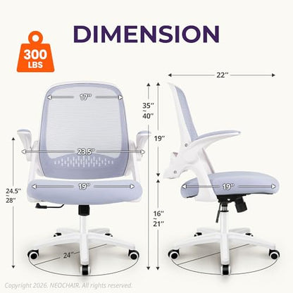 NEO CHAIR Office Desk Chair, Ergonomic Mesh with Flip-Up Armrests, Purple - color: Purple