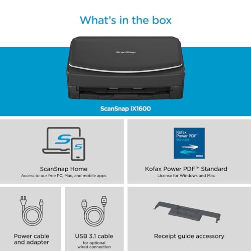 ScanSnap iX1600 Wireless or USB High-Speed Document Scanner, Black - color: ScanSnap iX1600 Black Photos & Documents