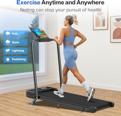 Cardirun Walking Pad with 10% Incline and Handle Bar, Foldable Treadmill | 350 lbs Capacity, 3.0 HP Quiet Under Desk Treadmills for Home & Office, Compact Treadmill with APP, LED Display, Space-Saving