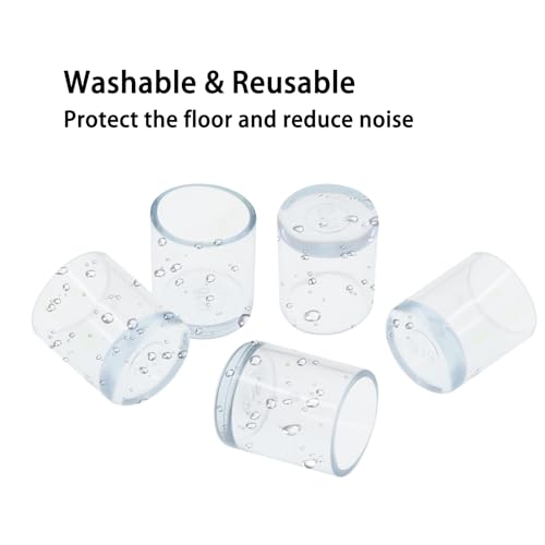 Round Chair Leg Caps,PVC Furniture Feet Covers,TTZEZE Transparent Round Floor Protectors,Clear Table Feet Covers Preventing Plastic Chair Leg Covers Scratches and Noise 16mm/0.63'', 12 - size: 0.63 inches