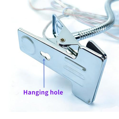QUANS 5W High Power Clip-on Flexible Gooseneck Cool White LED Desk Light | 19 Inch Silver Adjustable Neck, 6000K 6500K, US Plug On/Off Switch, Metal Clamp for Sewing Study Bedside Craft Work Lighting - color: Silver (Cool White) Non-Dim