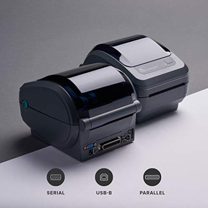 ZEBRA GK420d Direct Thermal Desktop Monochrome Printer Print Width of 4 in USB Serial and Parallel Port Connectivity GK42-202510-000