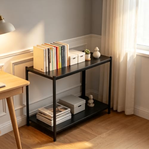 Heavy Duty 2 Tier Metal Book Shelf Adjustable Bookcase | 1200 LBS Bolt-free Storage Shelves with Deep Bookshelf for living Room, Office and Garage Storage, 13.8"Wx 11.8"Dx 22.0"H - size: 2Tier-13.8"Wx 11.8"Dx 22.0"H