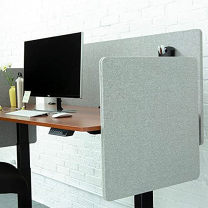 Stand Up Desk Store ReFocus Clamp-on Acoustic Desk Divider Privacy Panel that Reduces Noise and Visual Distractions (Cool Gray, 47.25" X 23.6") - color: Cool Gray, size: 48" X 24"