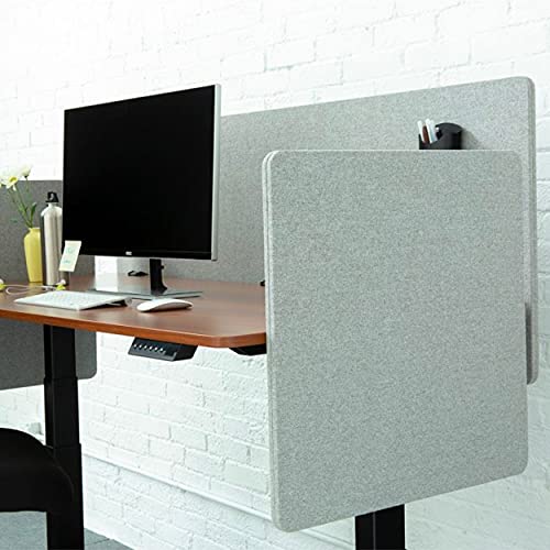 Stand Up Desk Store ReFocus Clamp-on Acoustic Desk Divider Privacy Panel that Reduces Noise and Visual Distractions (Cool Gray, 23.6" x 23.6") - color: Cool Gray, size: 24" X 24"