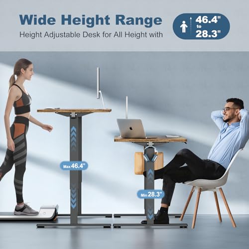 DUMOS 55 Inch Electric Standing Desk, Memory Adjustable Home Office Desk - color: Rustic, size: 55-Inch