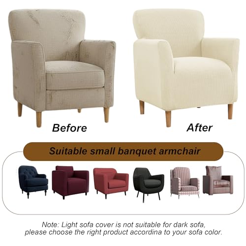 LiveGo Stretch Mid Century Modern Armchair Slipcover 1-Piece Jacquard Accent Chair Covers with Arms Soft Chair Slipcovers for Living Room Furniture Protector Office (Beige a) - color: Beige a