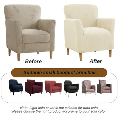 LiveGo Stretch Mid Century Modern Armchair Slipcover 1-Piece Jacquard Accent Chair Covers with Arms Soft Chair Slipcovers for Living Room Furniture Protector Office (Beige a) - color: Beige a