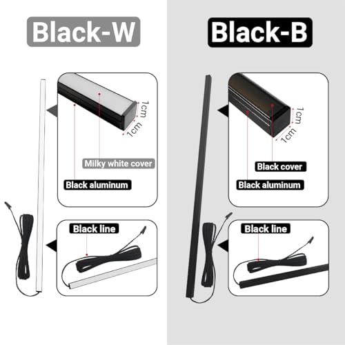 HAMRVL Black LED Recessed Lighting Kit - 8 PCS 3000K Warm White LED Strip Lights with Touch Control, Dimmable Self-Adhesive Wall Panel Lights for Wood Slat Wall Panels, Under Cabinet (Black Cover) - size: 18in＋26in＋34in＋42in/8 Pack