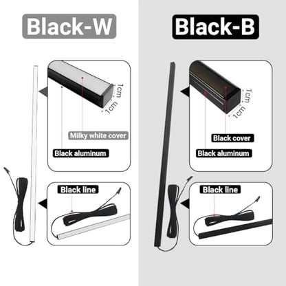 HAMRVL Black LED Recessed Lighting Kit - 8 PCS 3000K Warm White LED Strip Lights with Touch Control, Dimmable Self-Adhesive Wall Panel Lights for Wood Slat Wall Panels, Under Cabinet (Black Cover) - size: 18in＋26in＋34in＋42in/8 Pack