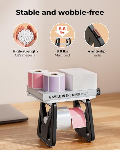 MUNBYN RW403B Bluetooth Thermal Label Printer+2 Inch Circle Thermal Sticker Labels+Label Holder for Rolls and Fanfold Labels