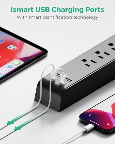 2 Pack Power Strips Surge Protector, 20FT Flat Extension Cord, Flat Plug - size: 20 FT, style: Flat Extension Cord