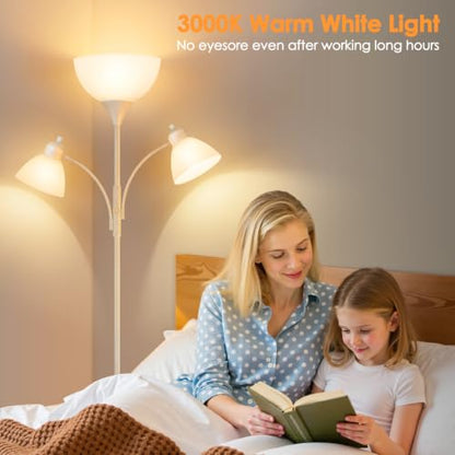 Coucrek Torchiere Floor Lamps for Living Room, 72" Dimmable Reading Lamp - color: Rustic White