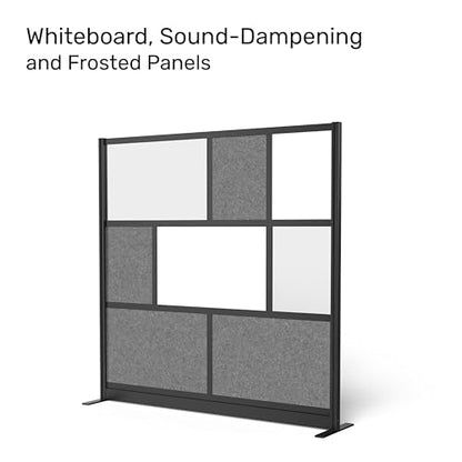 Workflow Modular Wall | Room Divider with Whiteboard, Sound-Dampening, & Frosted Acrylic Panels | Expandable Office Partition for Privacy & Productivity (70" x 70") - size: 70'' x 70''