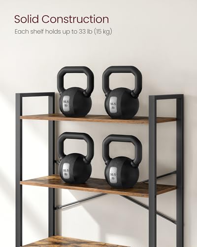 VASAGLE 6-Tier Bookshelf, Bookcase with Steel Frame, Book Shelf for Living Room, Home Office, Study, 11.8 x 31.5 x 73.2 Inches, Industrial Style, Rustic Brown and Ink Black ULLS082B01 - color: Rustic Brown + Ink Black, size: 6 Tiers (11.8"D x 31.5"W), sty