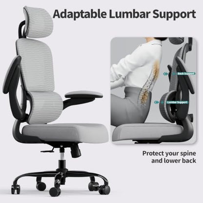 TRALT Office Chair Ergonomic Desk Chair - Gaming Chair with Lumbar Support - color: Black Grey