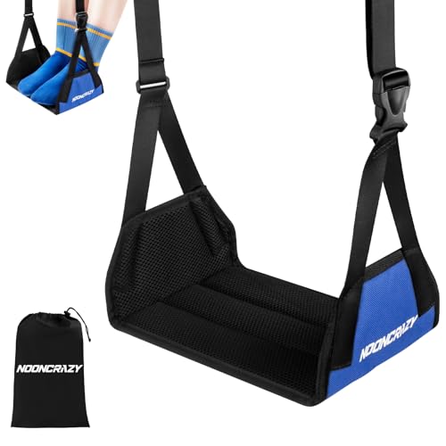 Airplane Foot Fammock, No Collapse Thickened Bamboo Plane Foot Rest Travel | Portable Airplane Foot Sling Wing with Thickened Foam & Carry Bag, Long-Flight Travel Essential Designed to Relax Your Feet - color: 1 Pc Blue