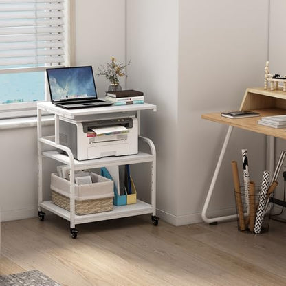 Fannova White Printer Stand Table, 23.6"x18.9"x30" Large Size with Storage - color: White, size: 23.6"W x 18.9"D x 30"H