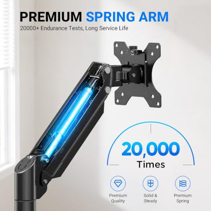 GRIFEMA Gas Spring Monitor Mount for 13-32", Single Monitor Arm | Full Motion 360 Rotate Swivel Tilt, Up to 19.8 Lbs, VESA 75/100mm, Easy Install, Monitor Stand for Home Office Gaming - size: Single Arm