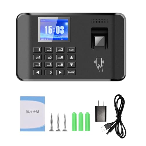 Dioche Biometric Time Recorder, Intelligent Biometric Fingerprint Password Attendance Time Clock Employee Checking in Recorder (03)