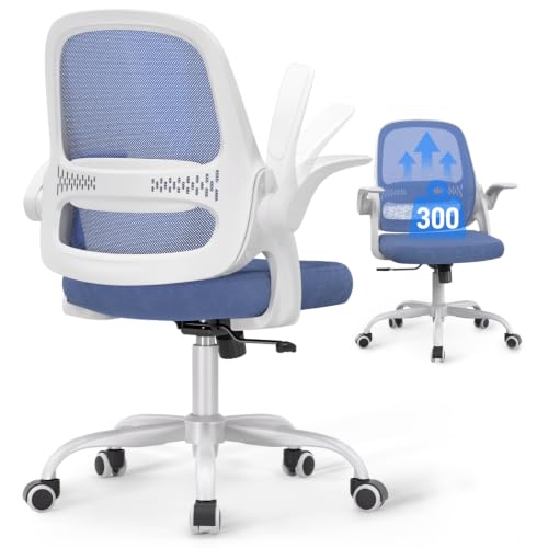 amseatec Mesh Office Chair, Ergonomic Home Office Chair with Flip-Up Arms - color: Blue, size: Oversized