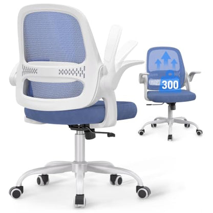 amseatec Mesh Office Chair, Ergonomic Home Office Chair with Flip-Up Arms - color: Blue, size: Oversized