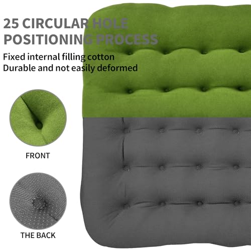 BUYUE Good Support Office Chair Cushion Padded, Soft Velvet Comfortable Non-Slip Seat Cushion for Computer Desk Kitchen Chair (1 Count, Green) - color: Green