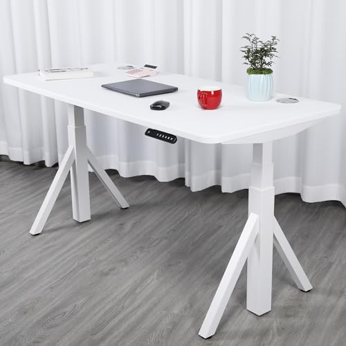 ApexDesk Quattro Series 60" Electric Adjustable Standing Computer Desk for Home and Office Width and Height Adjustable, Rectangular White - color: White Rectangular, size: 60" Rectangular