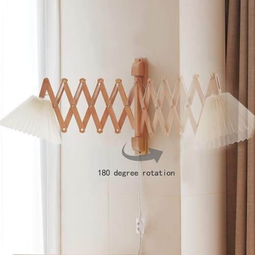 Plug in Mounted Wall Sconce, Swing Arm Wall Lamp for Bedroom, Living Room, Bedside Reading Light Fixtures with On/Off Switch,E26 Bulb Excluded (Burlywood) - color: Burlywood