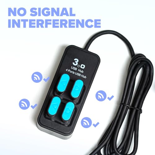 Rebuff Reality 4-Port USB Hub for Vive Tracker Dongles USB 3.0 Adapter | Compatible with Vive Tracker 3.0, 2.0 & Other VR Console Dongles - Enables Data Transfer - 4 ft Cable for Extended Reach