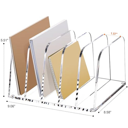 YUXUN Clear Acrylic Desktop File Sorter Organizer,Upright File Organizer, 5-Section Bookshelf for Home Office & Classroom - size: 5-Section