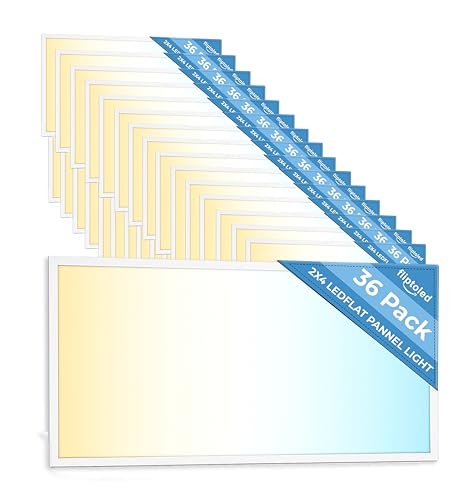 36 Pack 2x4 LED Flat Panel Light for Drop Ceiling, 9360lm Selectable 30W/40W/50W/60W/72W, Color Temperature 3000K/3500K/4000K/5000K/6500K, 0-10V Dimmable, 120-277V, ETL - size: 36 Pack - 2x4 FT